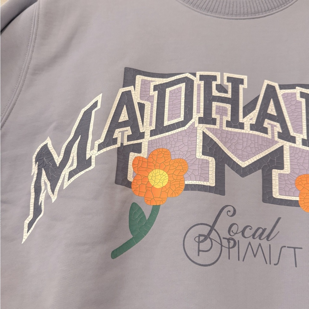 NWT Madhappy Local Optimist Varsity Crewneck in Periwinkle Size M - Picture 3 of 6